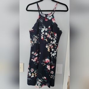 SHEIN Scallop Edge Floral Print Slip Dress